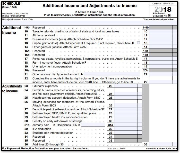 schedule one tax form