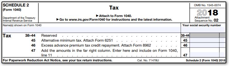 what is schedule 2 tax form