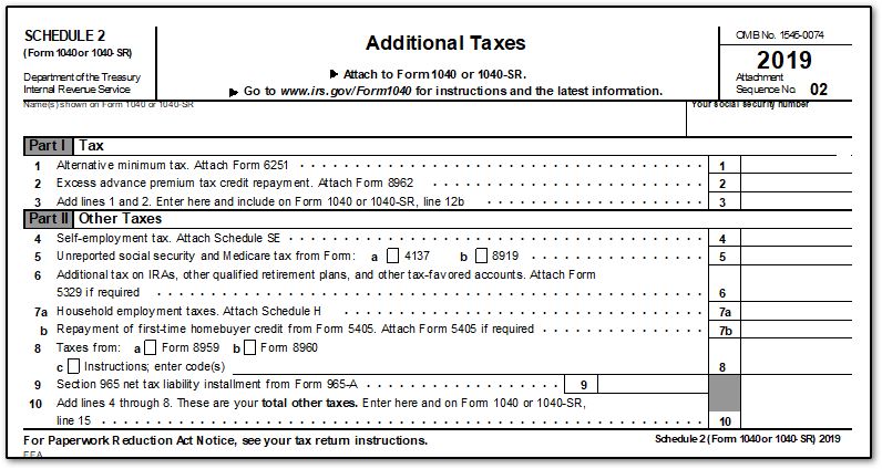 schedule 2 line 2 tax form