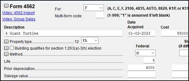 Drake Tax - 4562: Sale of One Asset from Group of Assets