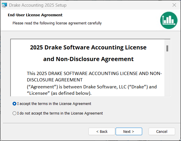 License Agreement window