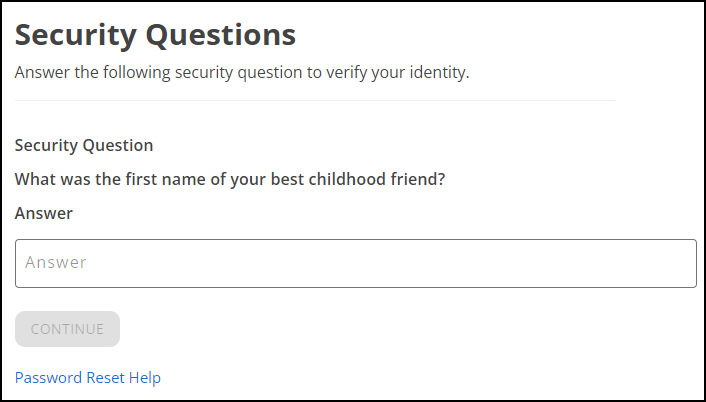 Image of "Security Questions" dialog box Image of "Security Questions" dialog box