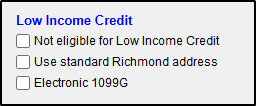Not eligible for low income credit checkbox