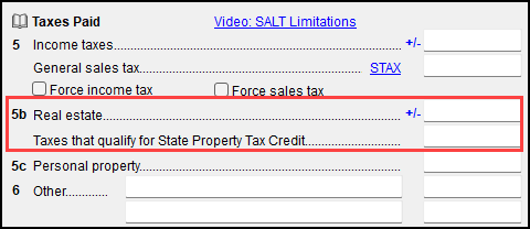 Image of line 5b on federal screen A