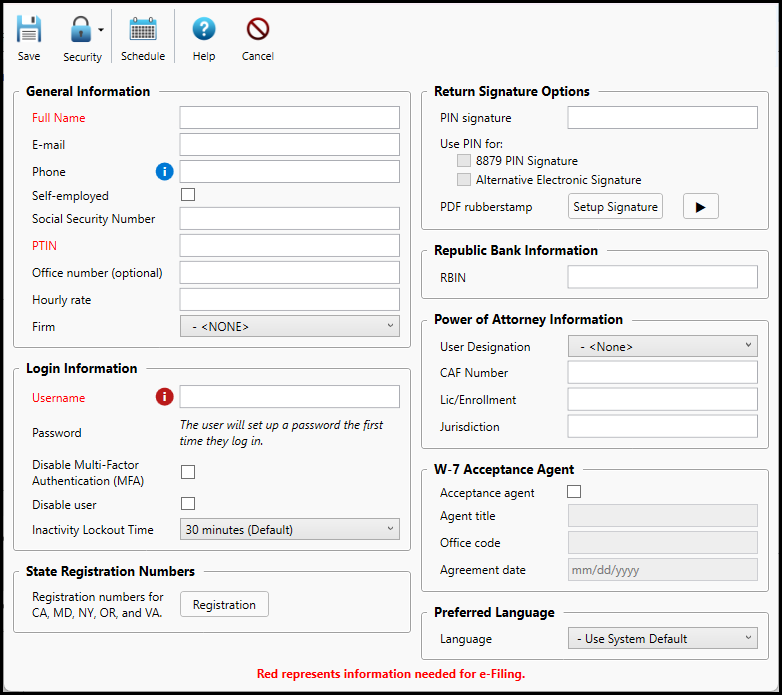 Image showing setup > preparer window. Image showing setup > preparer window.