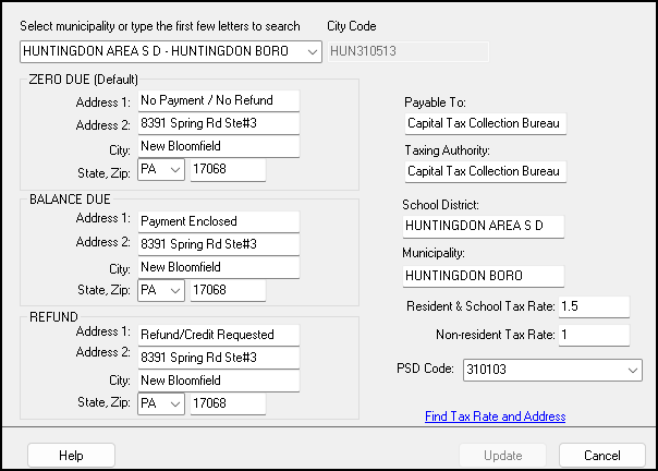 Image of PA City Tax Rate Editor Image of PA City Tax Rate Editor