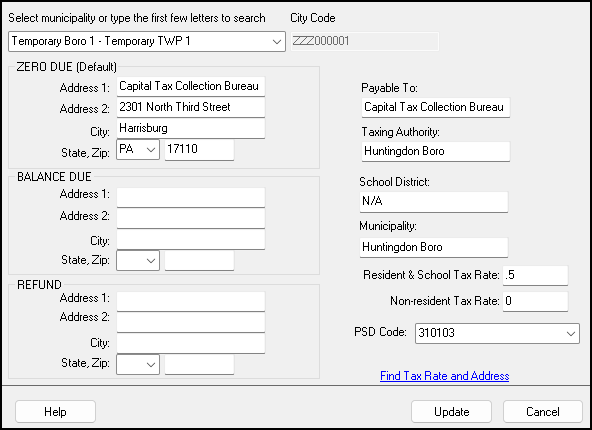Image of PA City Tax Rate Editor Image of PA City Tax Rate Editor
