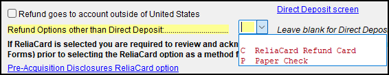 Image of refund options on DC screen 2