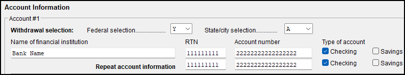 Image of "Account Information" on screen PMT