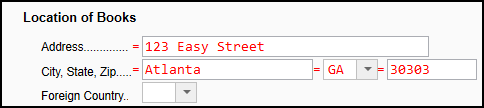 Image of "Location of books" section on GA screen 1