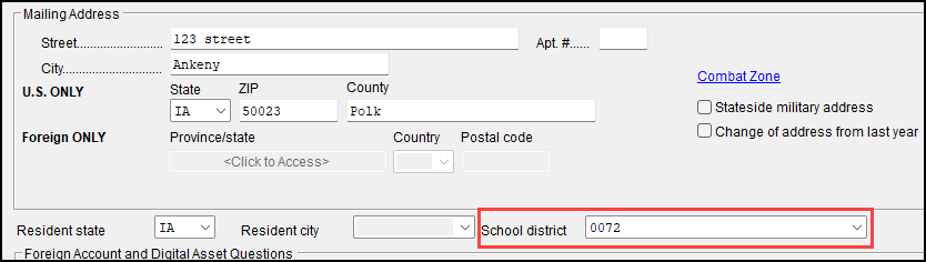 Image of school district code on federal screen 1
