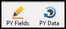 Image of active PY Fields and PY Data buttons on data entry toolbar