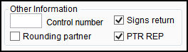 Image of "PTR REP" check box on screen K1