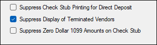 suppress display of terminated vendors checkbox