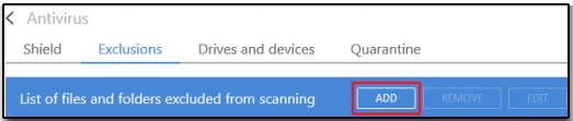 BitDefender Antivirus Add button