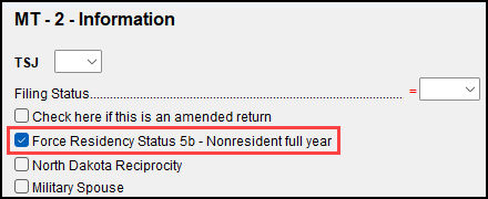 Image of "Force residency status 5b" check box on MT screen 1