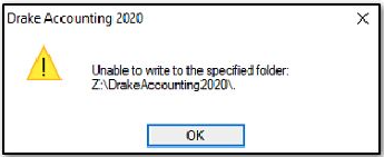 Unable to write to the specified folder error