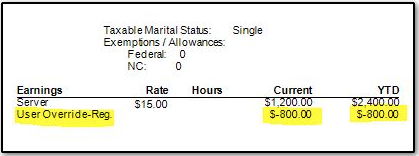 Check stub override