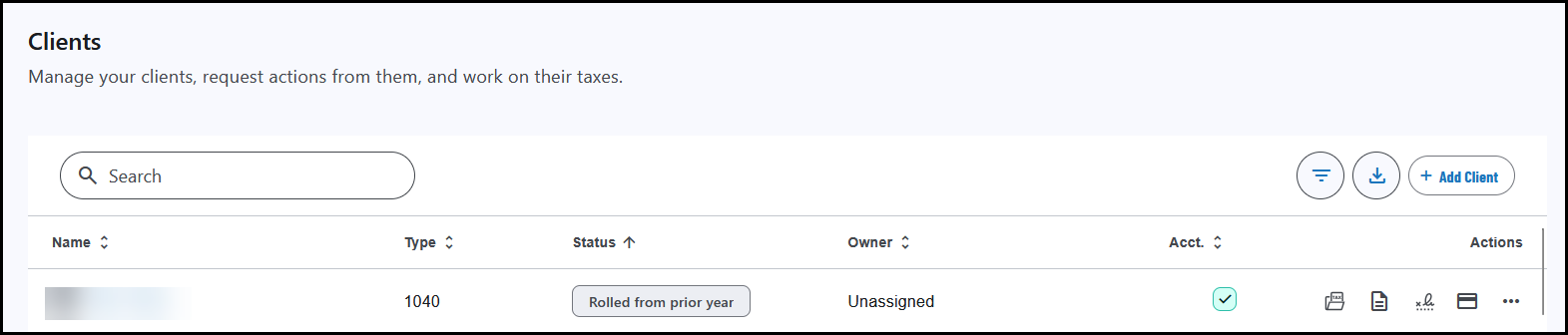 Clients tab