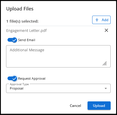 Upload file window Upload file window