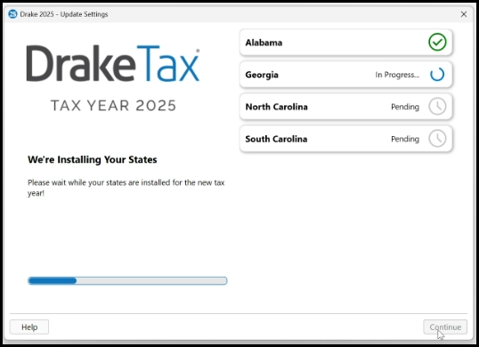 States are being installed.