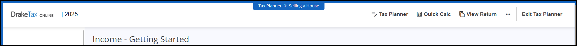 Blue border of Tax Planner mode