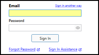 Email address and password screen Email address and password screen