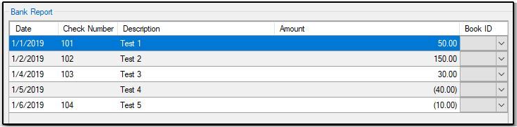 Bank Report import