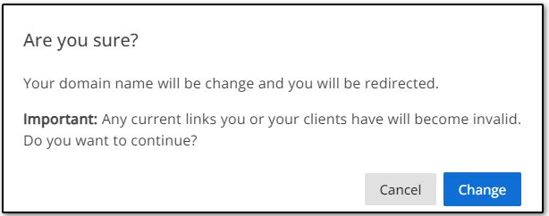 Confirm domain name change Confirm domain name change