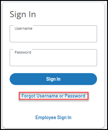 Forgot Username or password Forgot Username or password