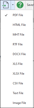 Export button and drop list