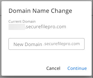 Domain name change window Domain name change window