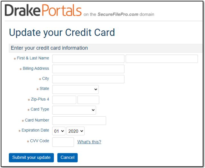 Update your credit card screen Update your credit card screen