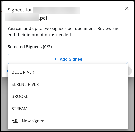 Add Signee option Add Signee option